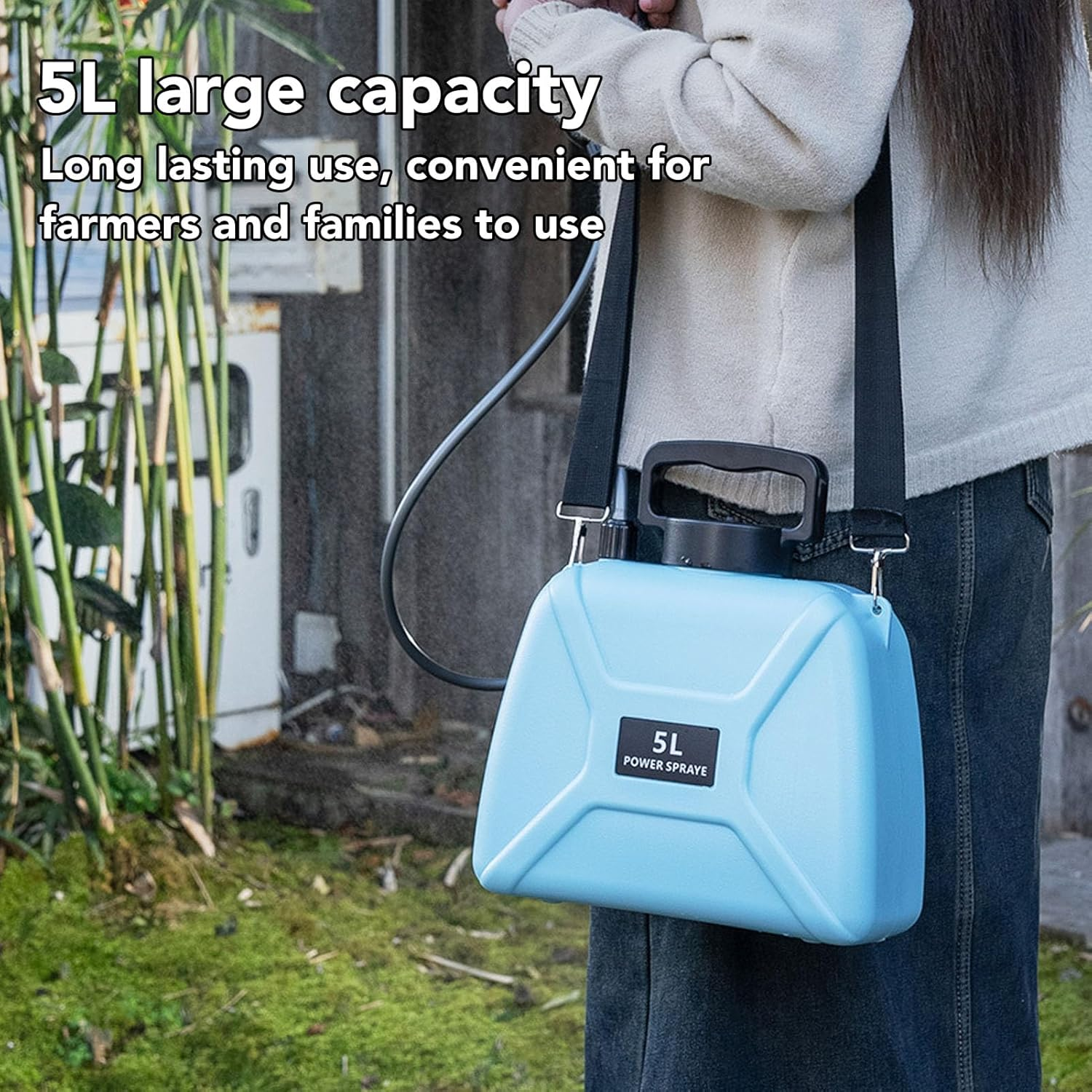 Electric Garden Sprayer - 1.35 Gallon Upgraded Battery Powered Sprayer, Weed Sprayer with 3 Mist Nozzles/Battery Indicator / 23.6 Telescopic Wand/Shoulder Type image number 3