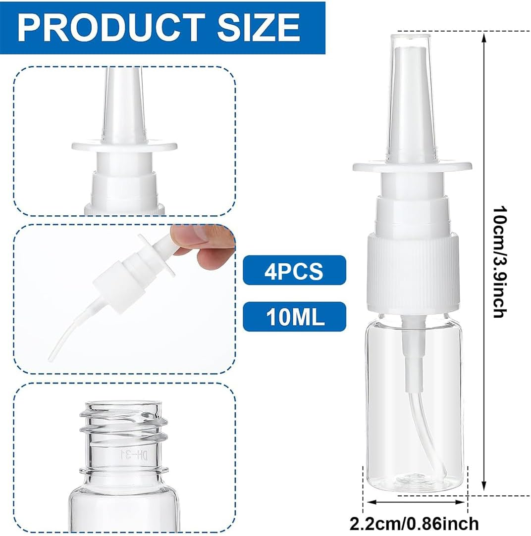 WKRTDY 6 Empty Nasal Spray Bottles for Refill with 2 Droppers Fine Spray Mist for Cosmetics, Perfume & Salt Water (10 Ml) - Practical Spray Bottles image number 4