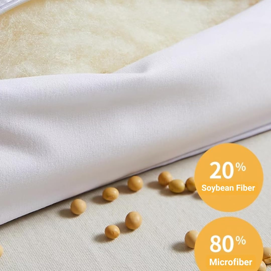5Cm Soybean & Microfiber Mattress Topper 1400 GSM, Queen & King Size - Cool, Plush & Supportive | Combines Breathability with Cloud-Like Comfort | Hypoallergenic, Machine Washable image number 2