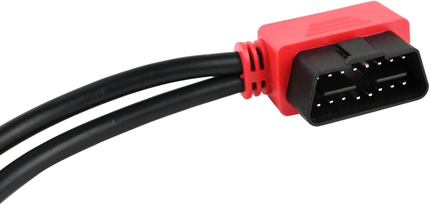 Ikkegol 30Cm/12 Right Angle OBD2 OBD II Y Splitter Cable 1X Male and 2X Female J1962 Port Cord Adapter-Red image number 4