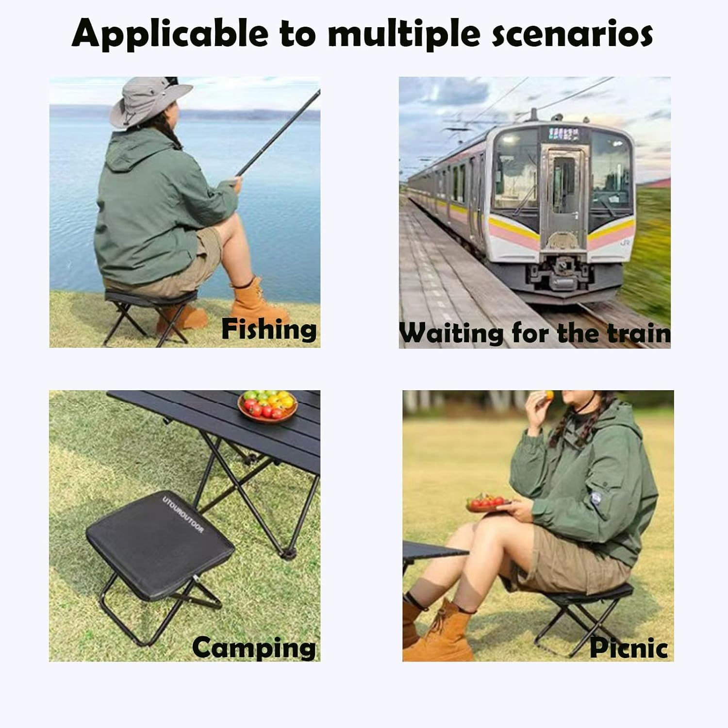 REGODI 12" Portable Folding Stool for Camping, Lightweight Outdoor Seat Supports 260Lbs - Compact Foot Rest for Adults Travel, Hiking, Fishing (Easy Carry & Heavy Duty) image number 5