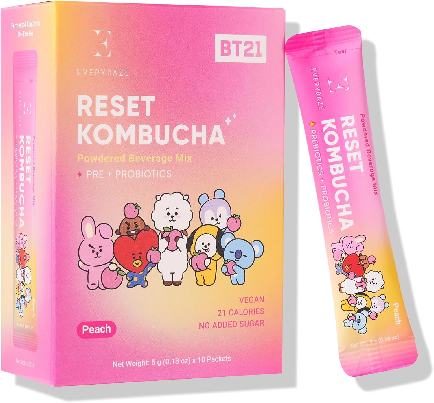 Everydaze Reset Kombucha Tea Powdered Beverage Mix | 10 Sticks | Prebiotics + Probiotics | Vegan | No Added Sugar, Gluten Free, Sparkling Powder Drink Pack (Green Grape) image number 4