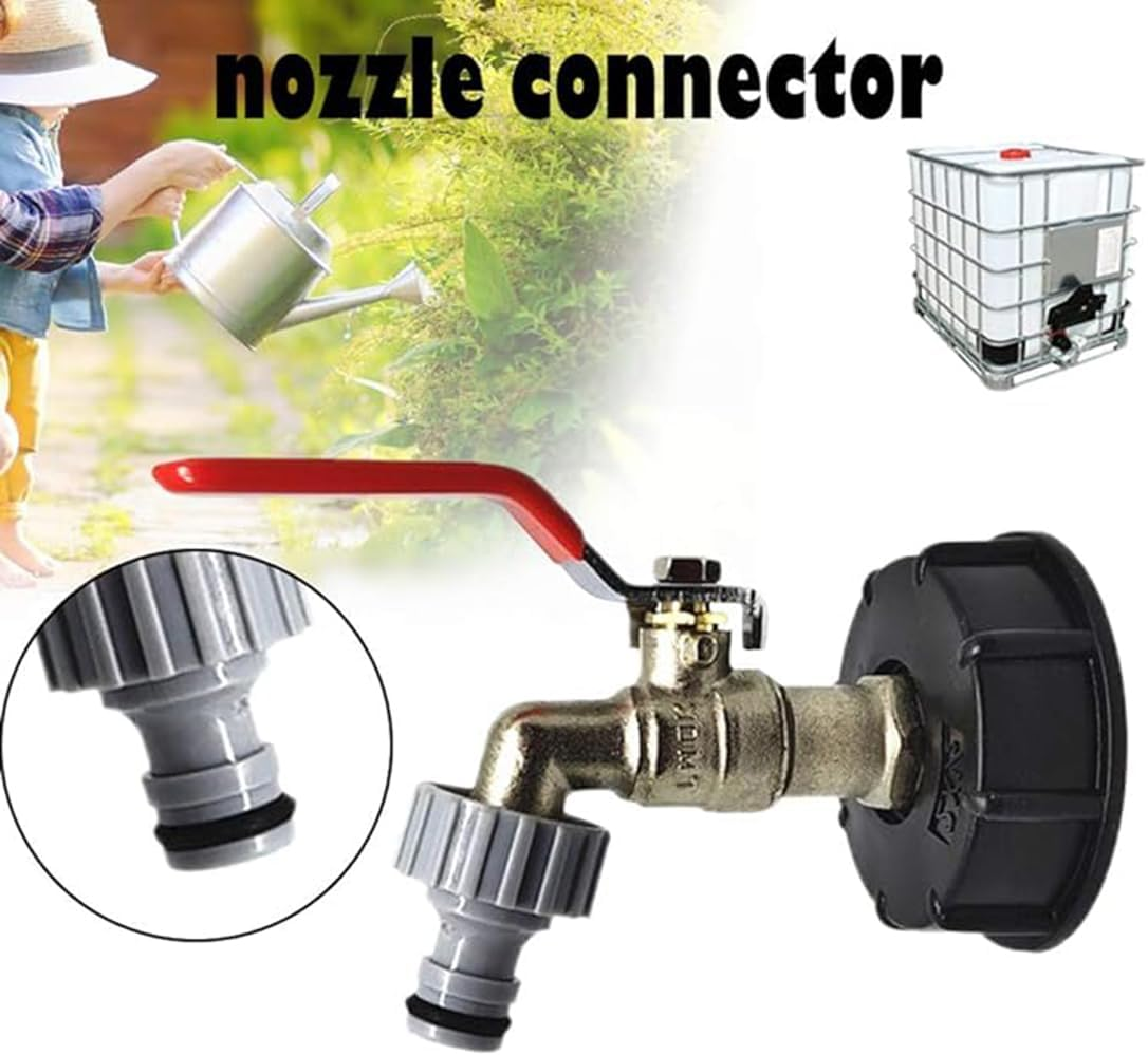 IBC Tank Adapter 1/2"Connector Adapter Fittings Tool S60X6 Yard Garden Water Tap Hose with 1/2" Hose Water Storage Tank IBC Tank Adapter Leakproof Replacement Fitting Parts (Red) image number 2