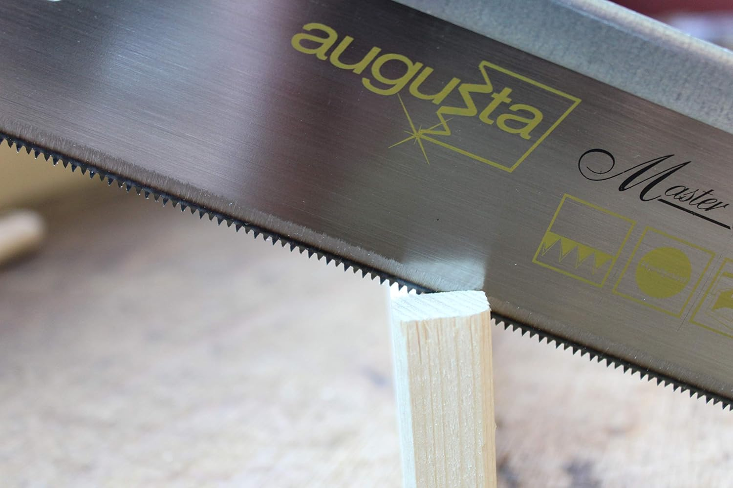 Augusta Heckenrose Fine Saw Straight 250 Mm I Special Hand Saw Made of Band Steel C75 with Wooden Handle for Mitre Cuts in Wood and PVC I Fine Pointed Teeth