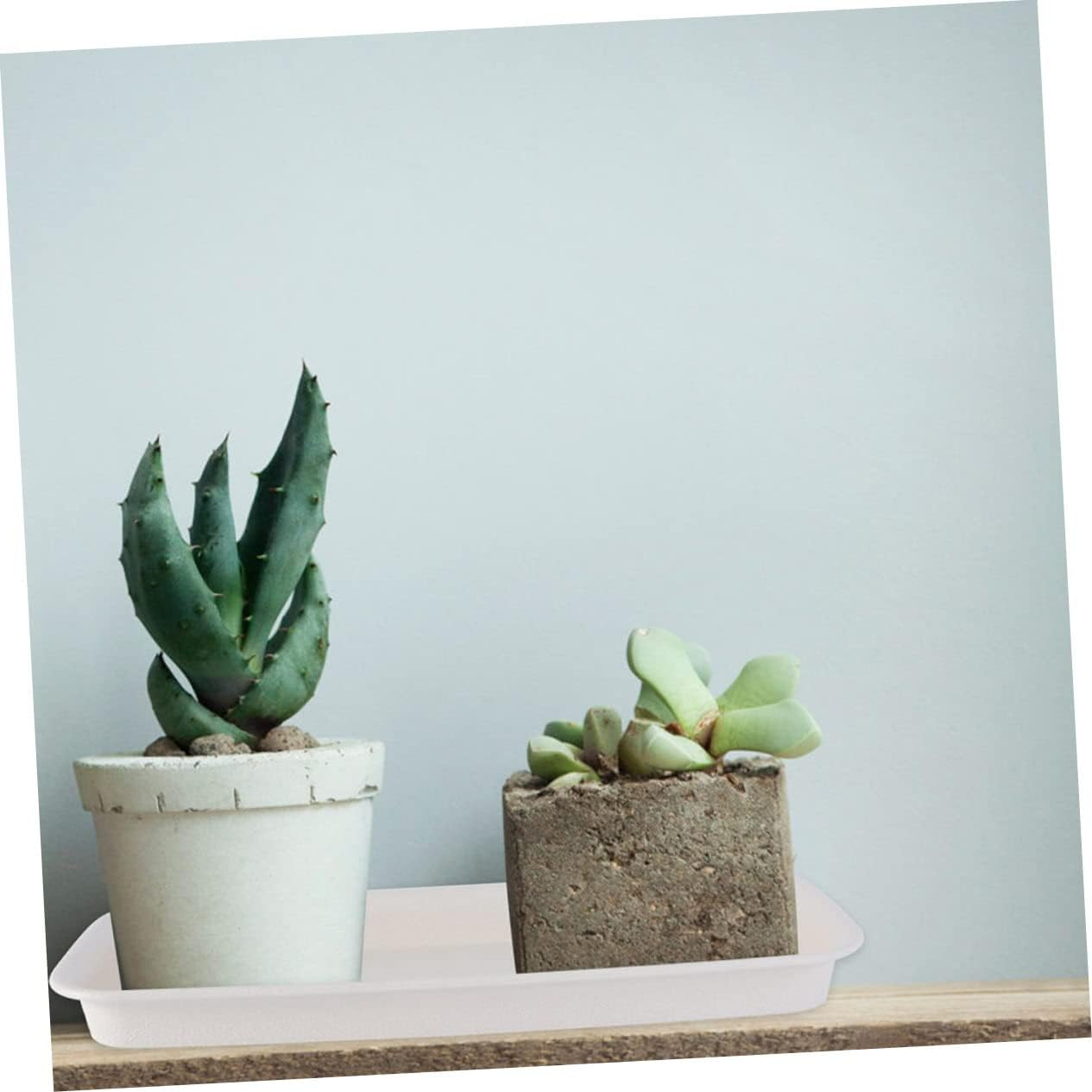 KONTONTY 4Pcs Rectangular Flowerpot Plate Plant Pot Holder Plastic Trays Outdoor Gardening Trays Pan Plant Containers Accessories Planter Succulent Pots Thickened Water Pan Easy Clean image number 2