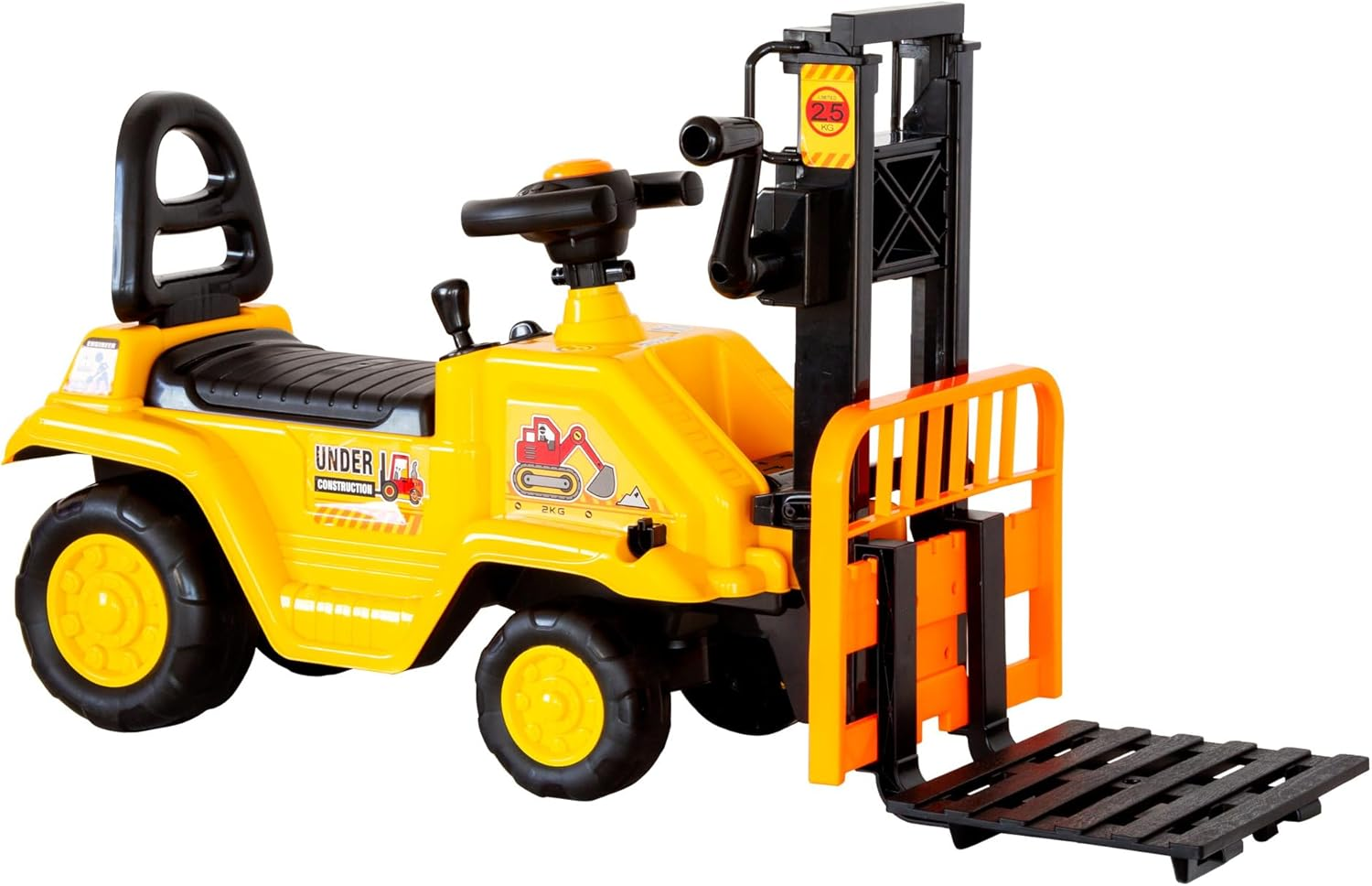 Lenoxx Ride-On Forklift Toy for Kids Ages 3+ with Manual Lifting Mechanism, Realistic Steering Wheel, Wide Wheelbase, Bold Yellow Construction Design &ndash; 30Kg Max Load image number 2
