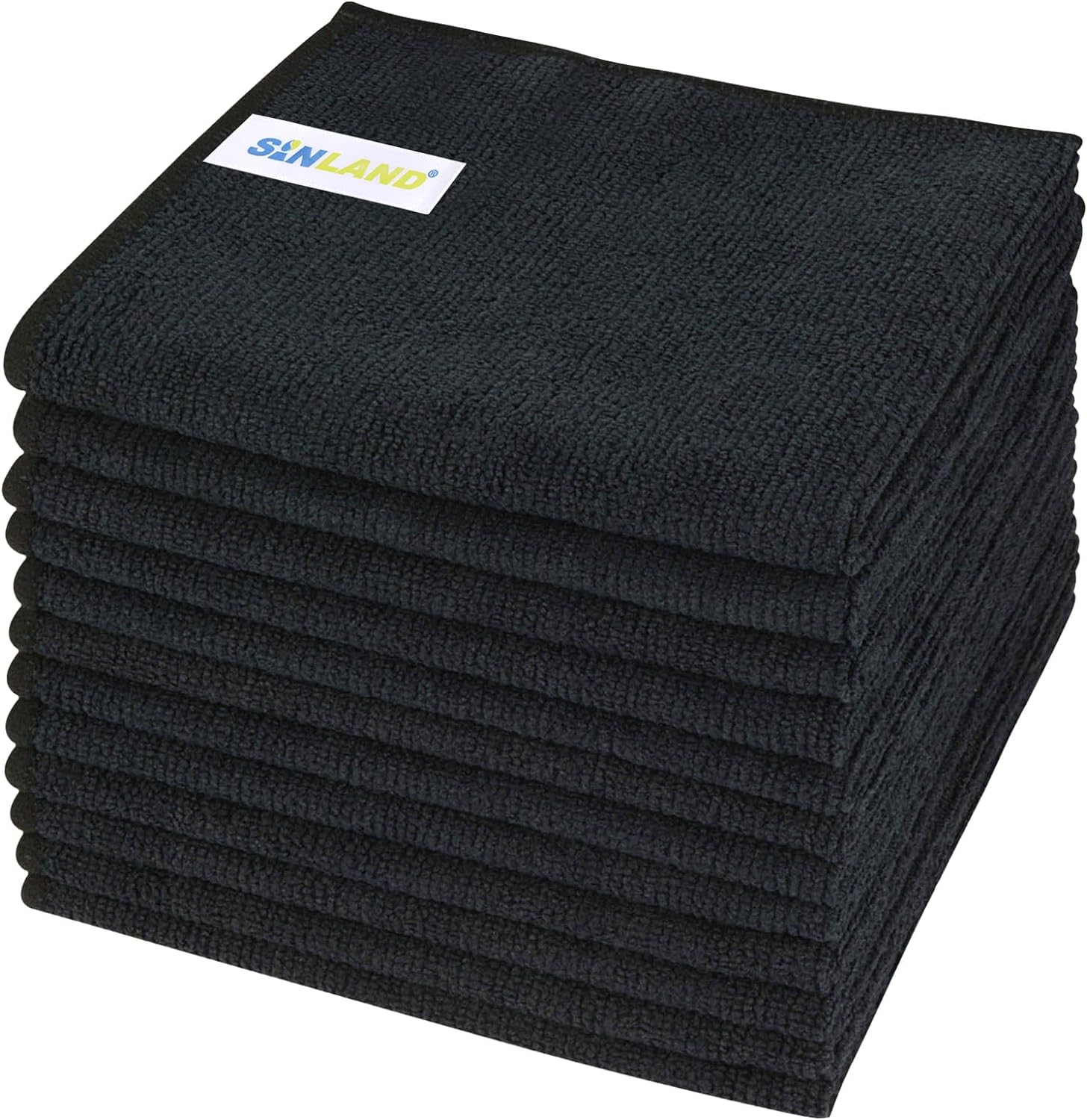 Sinland Microfiber Dish Cloth Cleaning Towel Super Absorbent Dish Rags (30Cmx30Cm, Blackx12)