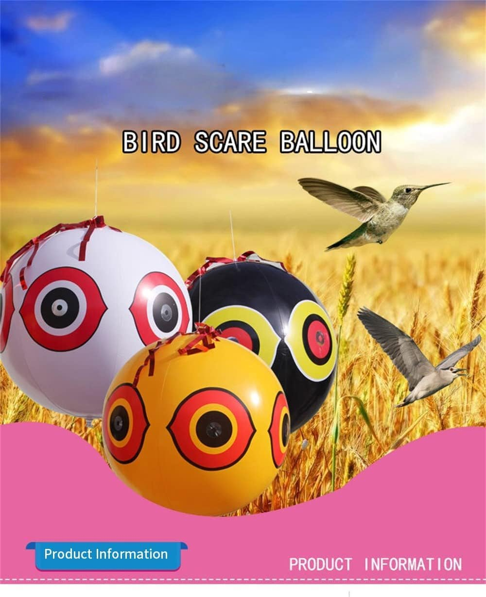 3 Pack Bird Deterrent Eye Balloons, Reflective Bird Scarers with Eye Stickers, Hanging Bird Repellent Ball, Inflatable Balloons Pigeon Deterrent for Gardens(3 Yellow) image number 6