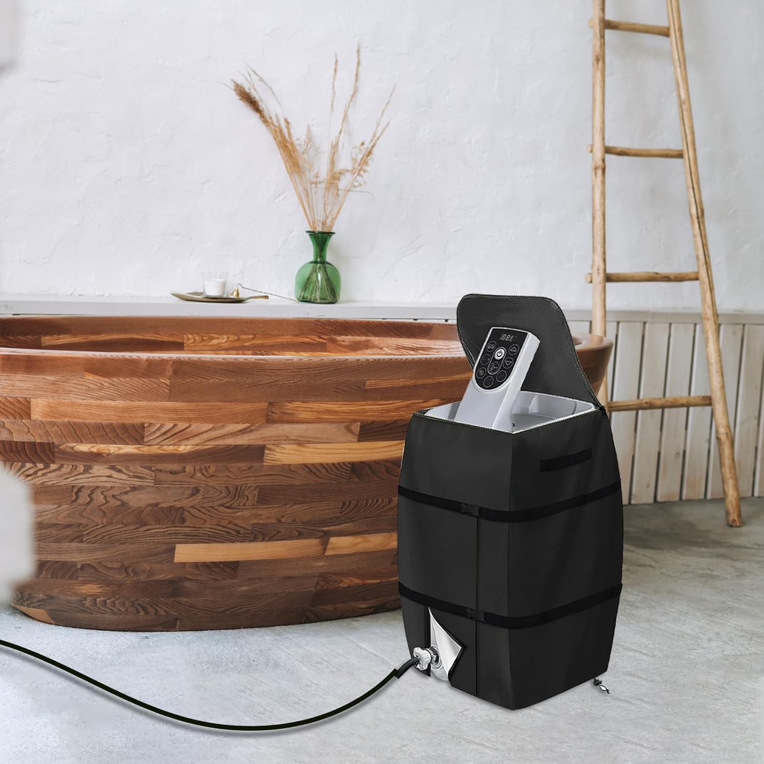 Hot Tub Cover,Spa Heater Pump Cover Waterproof Dustproof Insulated Pump Cover with Zipper Opening Lazy Spa Thermal Cover Accessories Hot Tub for Outdoor Travel Bathtub Pools Inflatable Bathtubs(Black) image number 3