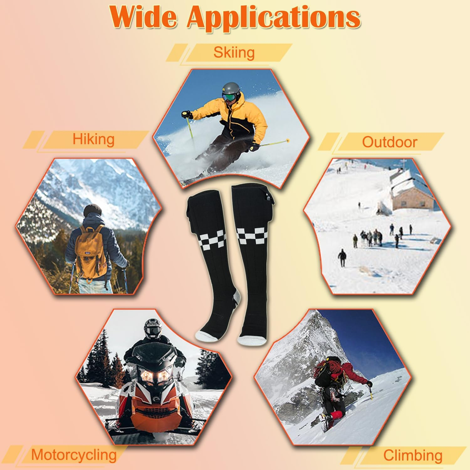 7JI Heated Socks for Men Women with App Control, Rechargeable Electric Heating Warm Socks for Winter Outdoors Work Fishing Hunting Skiing Riding Camping image number 3