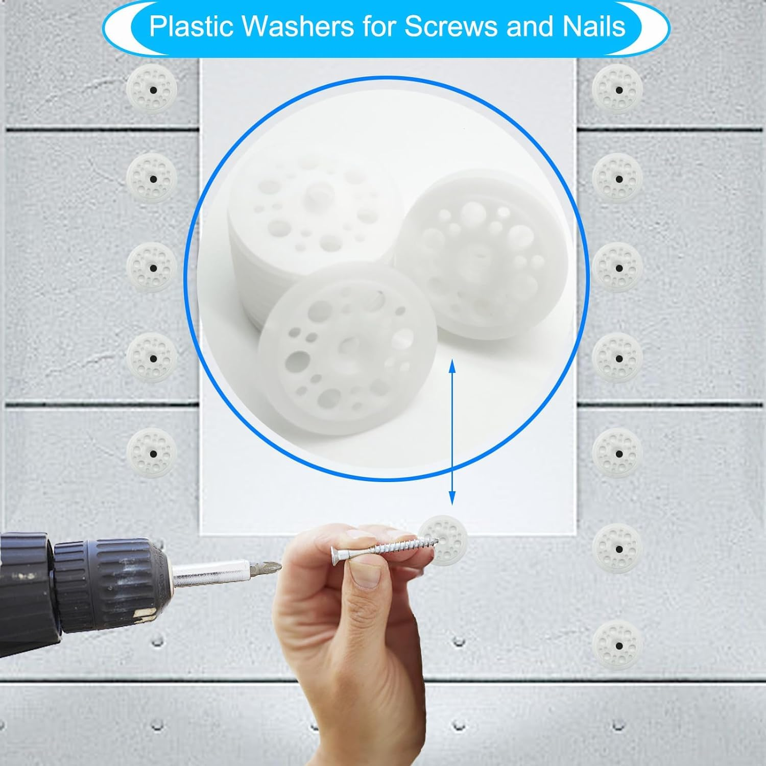 100 Pcs Plastic Washers, Load Spreading Polypropylene Washers for Fixing and Supporting Rigid Foam Insulation Foam Board Load Spreading for Screws Nail, Remove It Easily, Insulation (45 Mm) image number 4