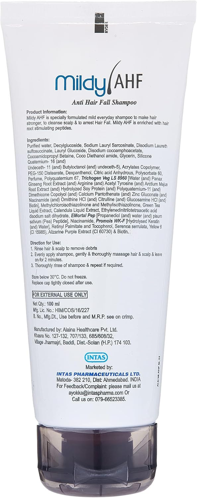 Mildy AHF anti Hair Fall Shampoo 100ML image number 2
