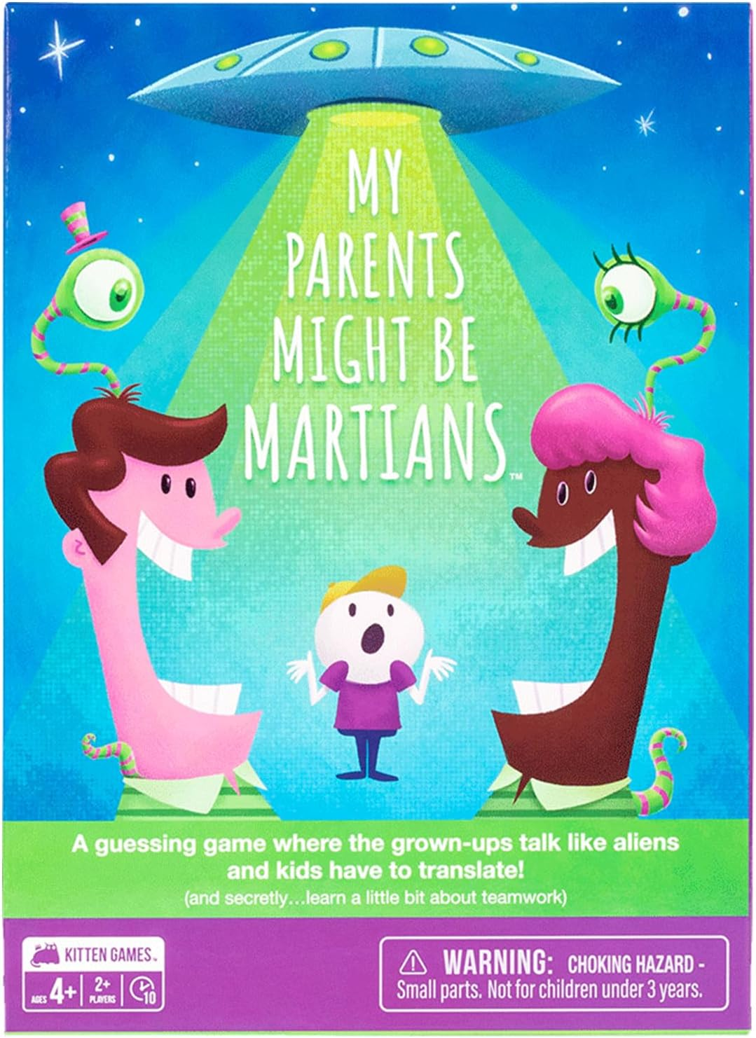Exploding Kittens My Parents Might Be Martians - Family Card Game with Timer and Megaphone Included - Illustrated Board Game for Kids - Designed for Kids and Family in Mind image number 1
