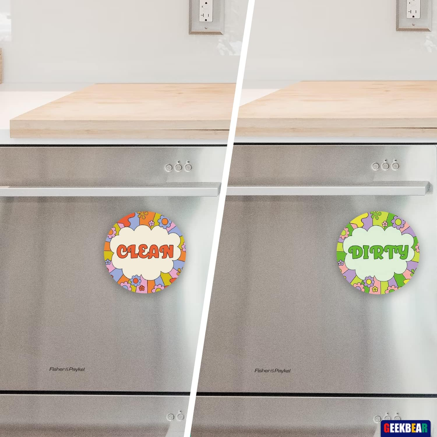 Clean Dirty Magnet for Dishwasher (04. Happy Flower) - 07. Blue Slider image number 2