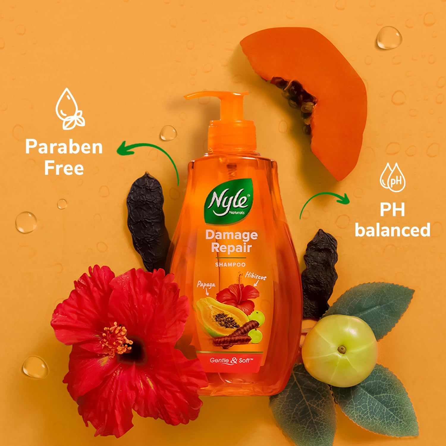 Nyle Naturals Damage Repair anti Hairfall Shampoo, with Shikakai and Hibiscus,Gentle and Soft Shampoo, PH Balanced and Paraben Free, for Men and Women, 400Ml image number 6