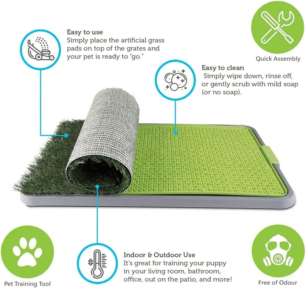 68 X 42.5Cm Dog Toilet Puppy Pee Training Pad, Dog Grass Pad with Tray for Puppy Training, with 2 Packs Replacement Grass Pee Pad, Dog Indoor Potty Systems for Outdoor or Apartment image number 5