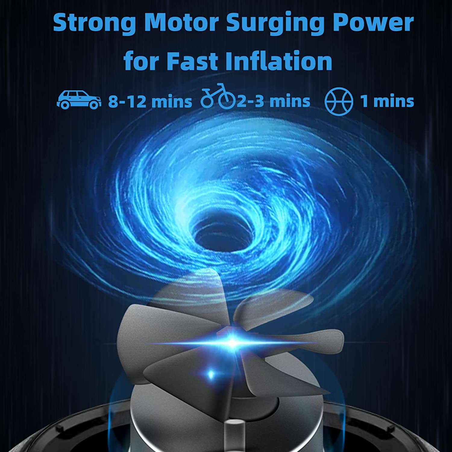 ROCKBROS Portable Air Pump Electric Car Tire Inflator 150 PSI Rechargeable Cordless Bike Air Compressor 2600Mah Smart Auto Shut-Off Tire Pump for Bike Car Basketball image number 2