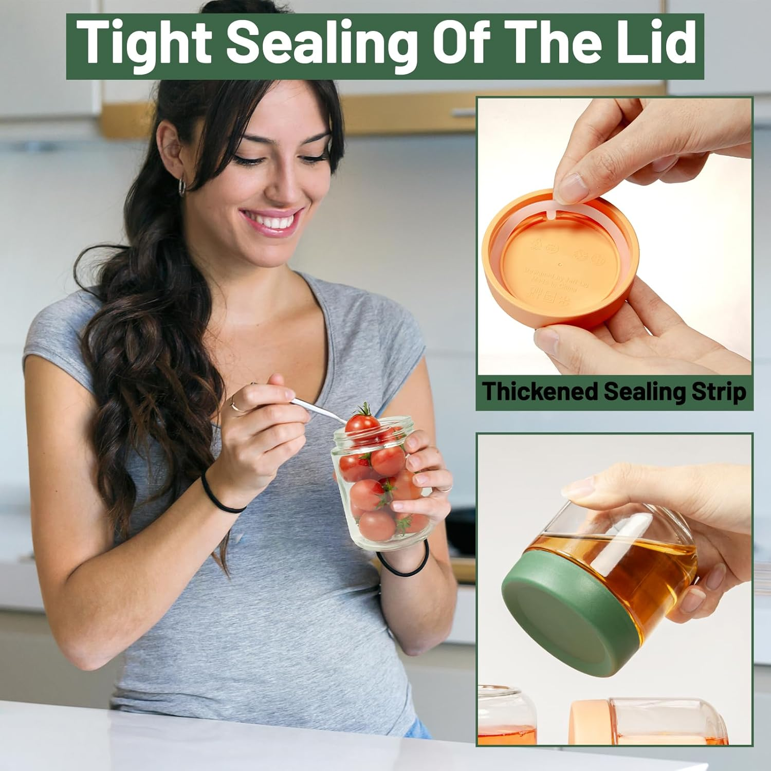 300ML Overnight Oats Containers with Lids,4 Pack Glass Storage Jar Sealing Cover Wide Mouth Mason Food Jar for Overnight Oats Snacks Salad Dressings Fruits Vegetables Yoghurt image number 1