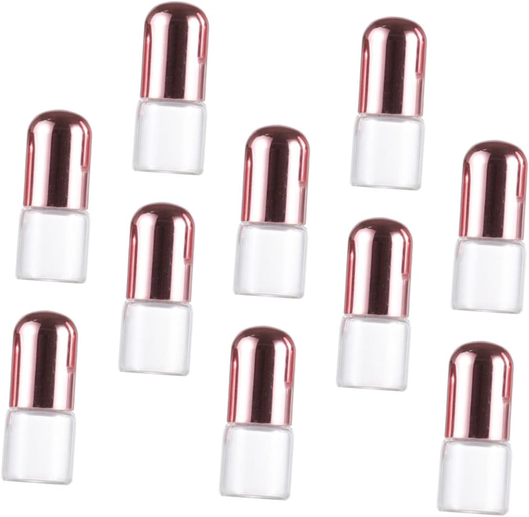 FOMIYES 5Ml Rose Gold Cap Glass Roller Bottles Set of 10 Refillable Essential Oil Roll on Bottles Stainless Steel Balls for Travel Aromatherapy