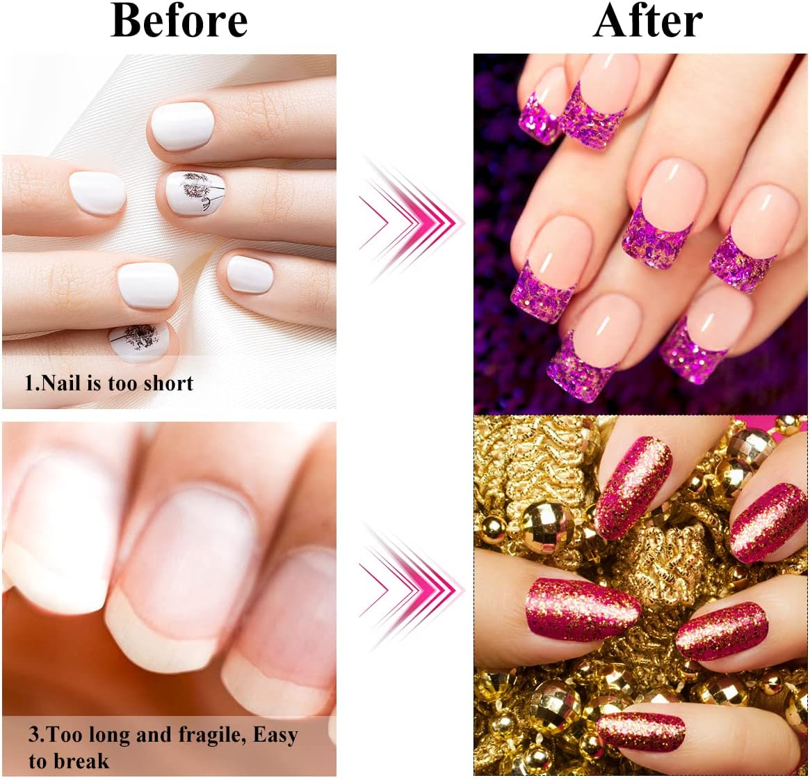 Subay 200Pcs Professional Long Nail Forms for Acrylic Nails, Polygel Nails, Thick Nail Extension Forms for Nail Art Tips, Premium Acrylic Nail Paper Forms, Nail Former Stickers for Professional Use image number 2