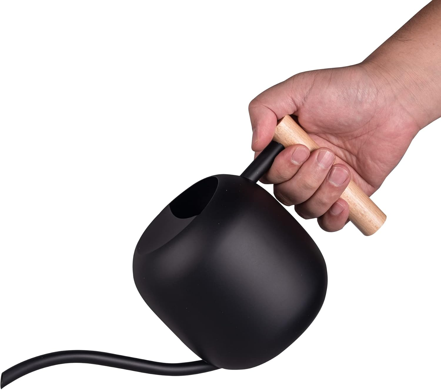 IMEEA 1L/35Oz Watering Can Indoor Stainless Steel Watering Can Black Water Can with Long Spout for House Plants Bonsai Garden Flower image number 2