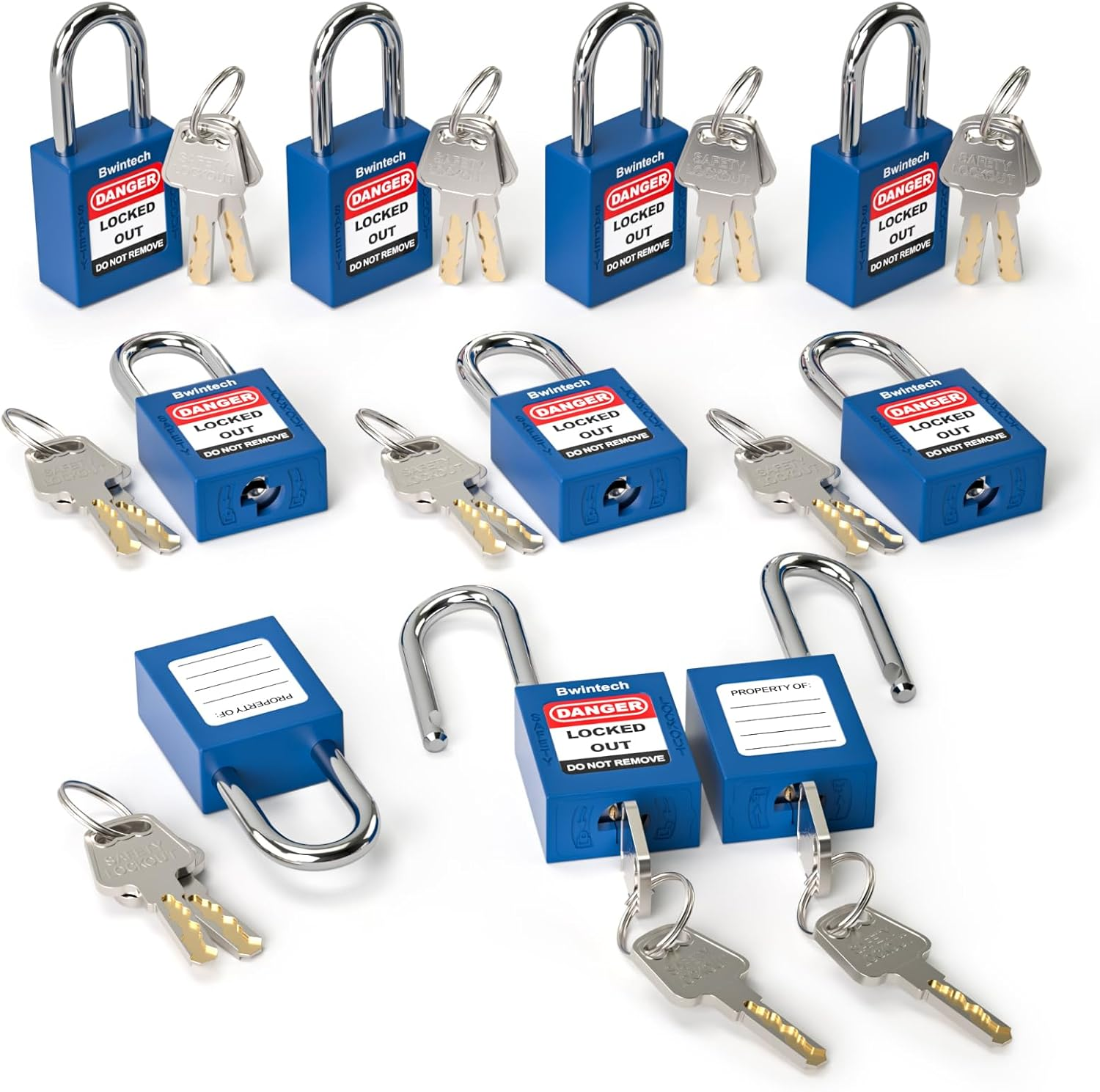 Pack of 10 38 Mm Encrypted Yellow Safety Padlock Lockout Tagout Lock for Lock Out Tag Out Stations and Devices