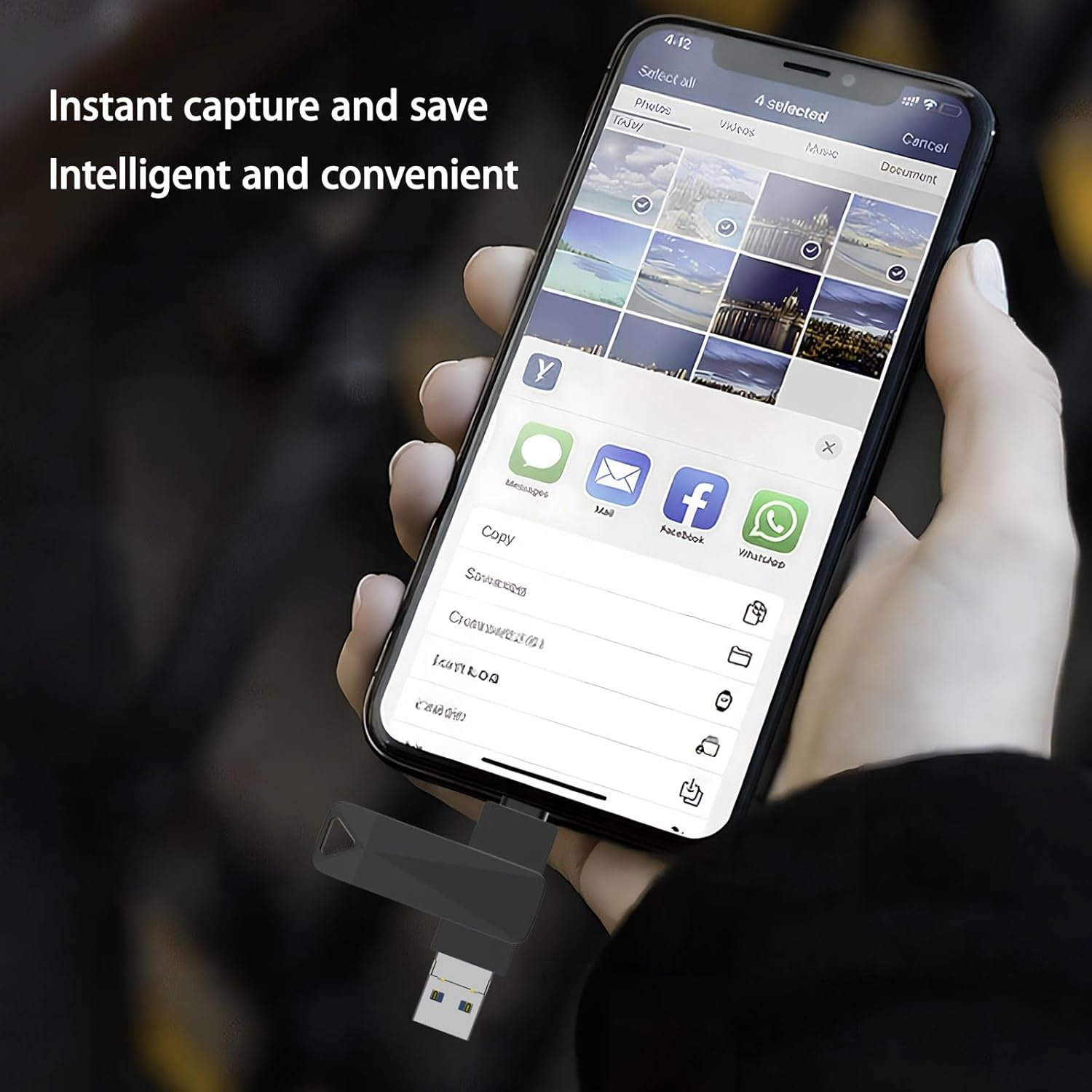 2TB USB Drive, 4-In-1 Iphone USB Stick, USB Flash Drive for Backup, Compatible with Iphone, Ipad, Android, PC USB Memory Stick (Black)