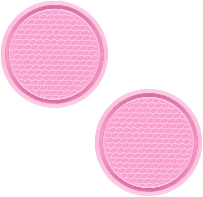 Bling Car Cup Coasters, Crystal Car Cup Holder Coasters, 2 Count, Pink, Silicone, Round image number 5