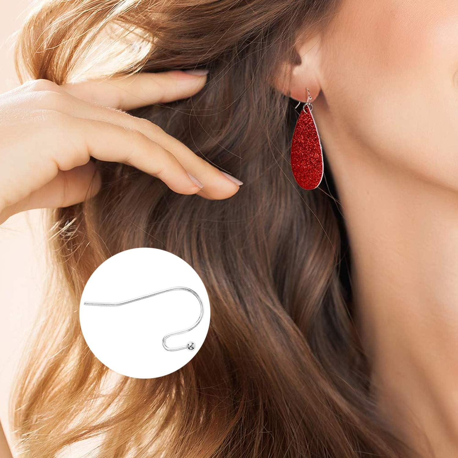 Earring Hooks Silver Plated Hypoallergenic Ear Wires for DIY Jewelry Findings （200PCS Earring Hooks+200Pcs Earring Backs）