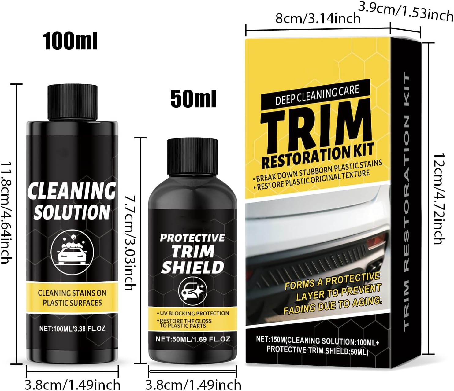 Lisutupode Trim Shine for Car - Vehicle Interior Cleaning Kit - Scratch-Resistant Car Trim Cleaning and Care Kit for Garage RV Repair Shop Dashboard Automotive SUV Truck image number 1
