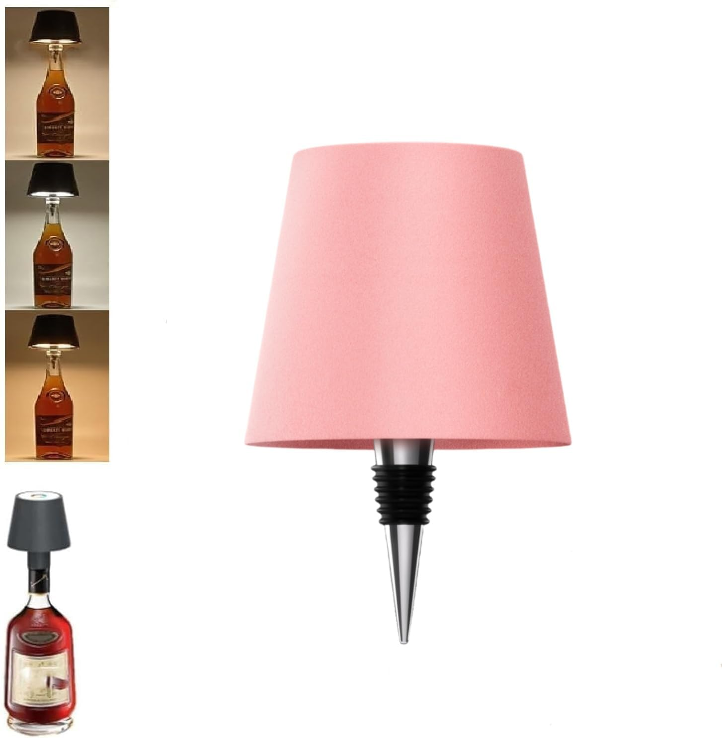 Wireless Bottle Lamp, 3 Color Stepless Dimming, Rechargeable Touch Lamp, Outdoor Table Lamp, Bar Lamp (Gold Plating-Tricolor Light) - Apricot-Tricolor Light image number 6