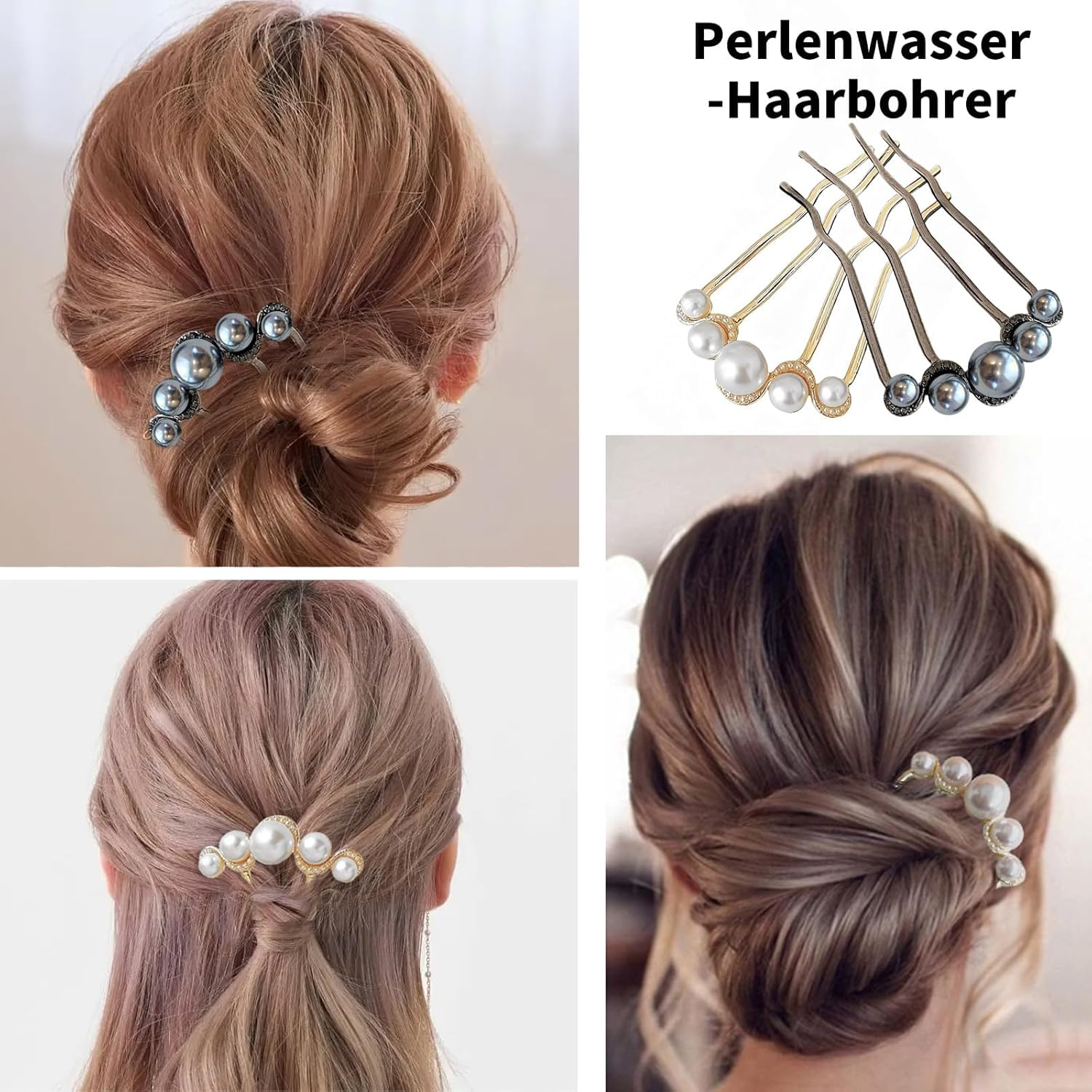 Ball Hair U Shaped Hair Pins Set, 2 Pieces, Curl Hair Comb, Four Teeth Comb, Hairstyle Comb, for Strengthening Strands, for Women, Elegant Design image number 3