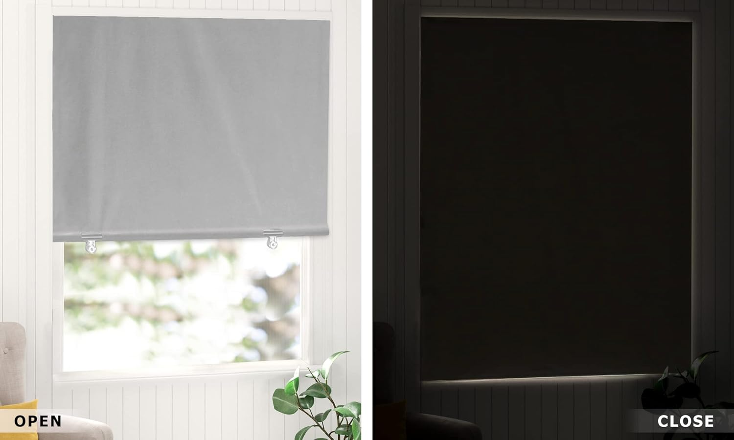 Lazblinds 100% Blackout Roller Shades, No Tools No Drill Cordless Blinds for Windows, Thermal Insulated UV Protection Privacy Window Shades for Bedroom (36''W X 72''H, Grey) image number 4