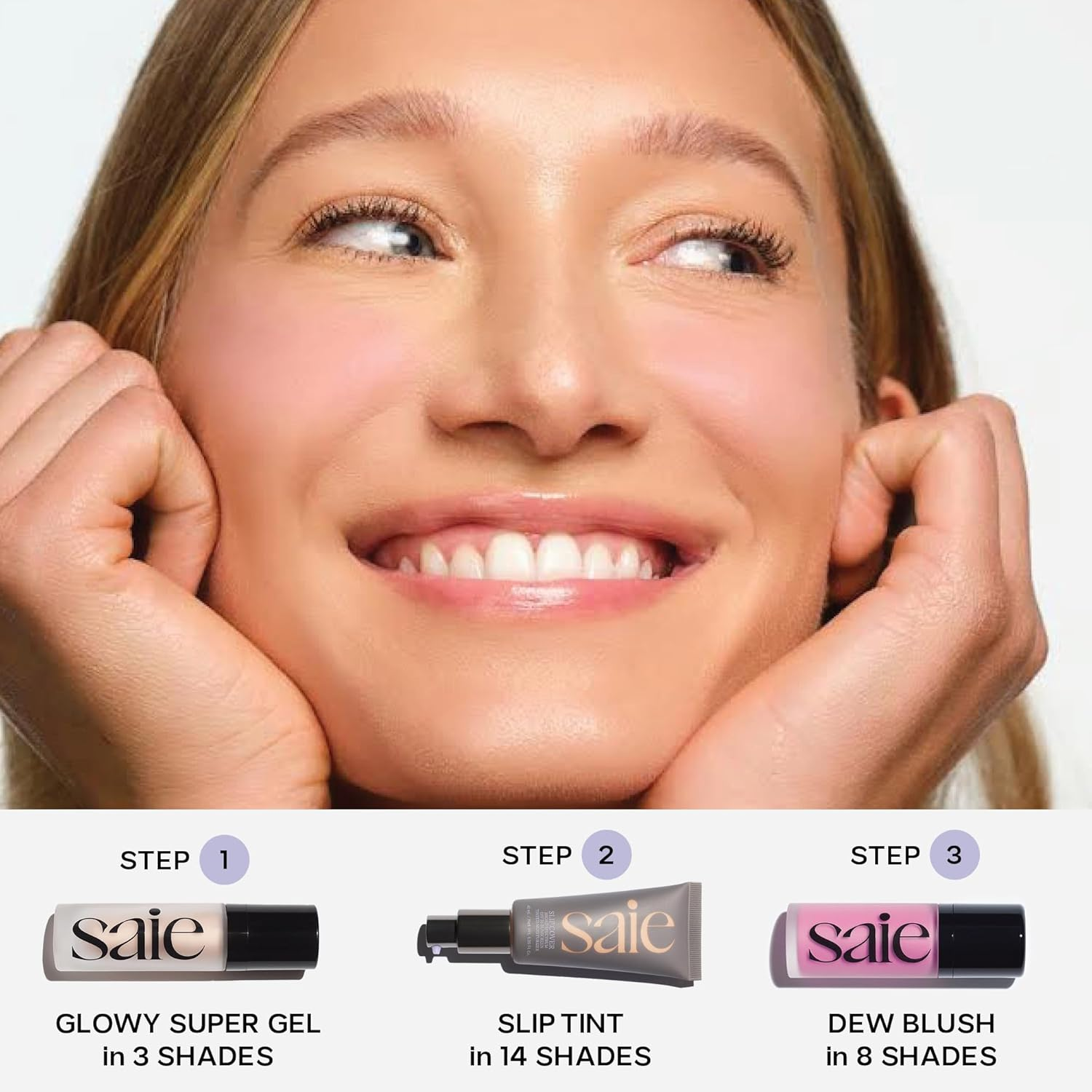 Saie Glowy Super Gel Lightweight Illuminator - Luminizer and Makeup Primer for Glowing Skin - Enriched with Vitamin C + Hydrating Squalane Oil - Wear Alone or under Makeup - Sunglow (1 Oz) image number 2