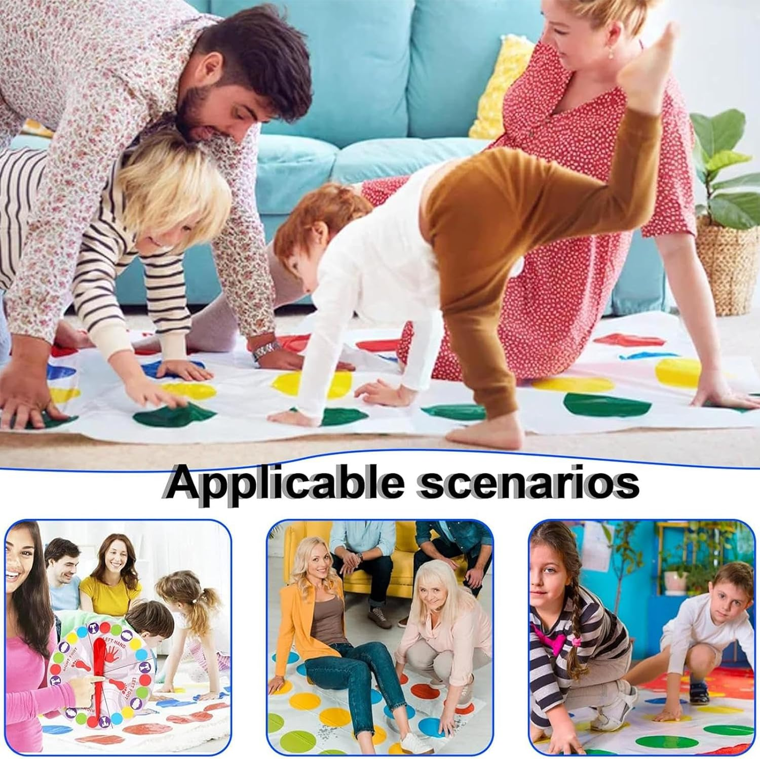 Twisting Game for Kids Adult, Twisters Game, Floor Game Twisting Activity Mat, Floor Mat Game with Spinner, Games Interactive Toys, Twist Poses Large Mat for Kids Adults Gifts image number 6