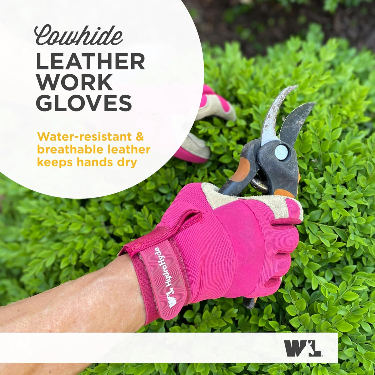 Wells Lamont Women&rsquo;S Hydrahyde Split Leather Hybrid Pink Gloves image number 2