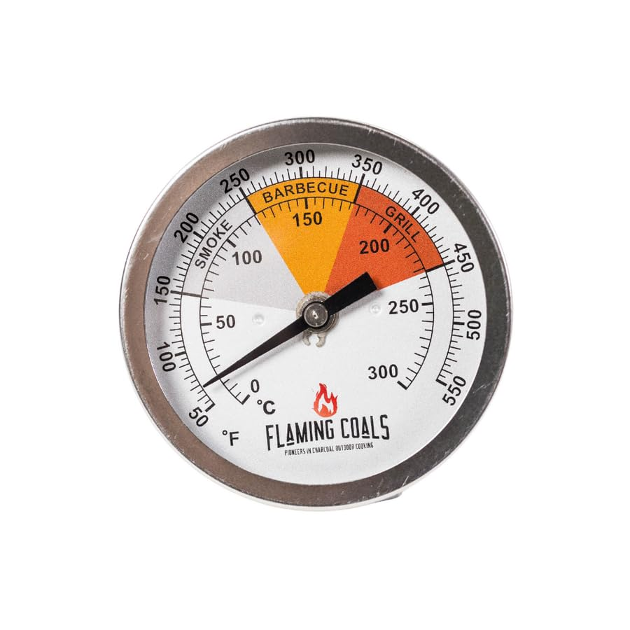 Recalibratable Flaming Coals BBQ Smoker Thermometer Gauge - Small image number 3