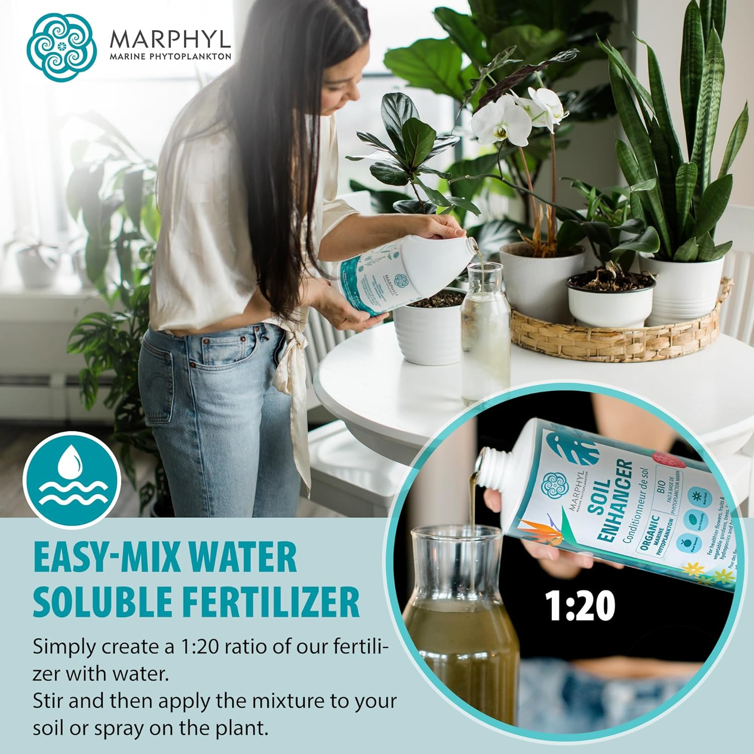 MARPHYL Organic Liquid Fertilizer Outdoor & Indoor Plant Food, All-Purpose, Nutrient-Rich Lawn Fertilizer & Soil Enhancer for House Plants, Flowers, Vegetables, Succulents, Bamboo, Hydroponics 4L image number 2