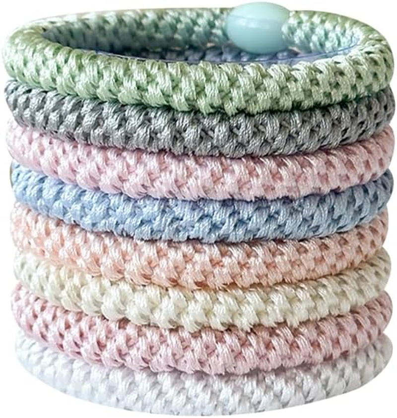 8 Pieces Braided Hair Ties Soft Elastic Elastic Stretchy Thick No Damage Hair Styling Rubber Bands Colorful Woven Ponytail Holder with Storage Box Colorful