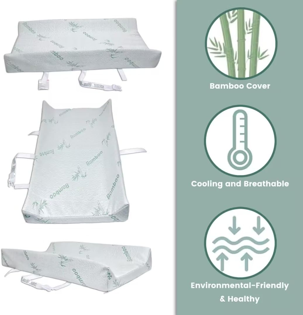 Fond + Found Waterproof Changing Pad, Washable Bamboo Cover Contour Diaper Changing Pad for Baby Changing Table Pad, Dresser Top, Hypoallergenic Cover