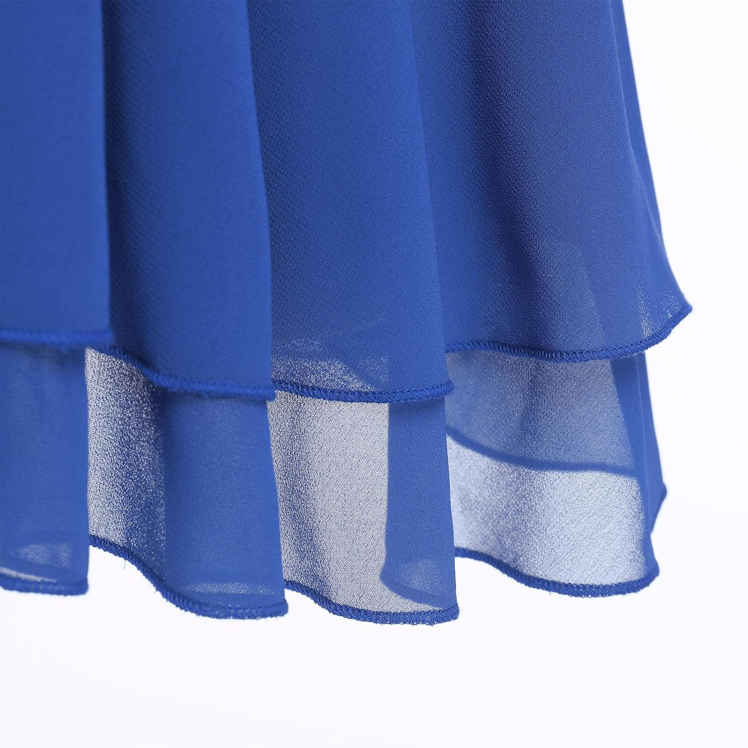 ODASDO Figure Skating Dress for Women Mesh Long Sleeve Criss Cross Back Sequin Bead Chiffon Skirted Leotard Dancewear image number 6