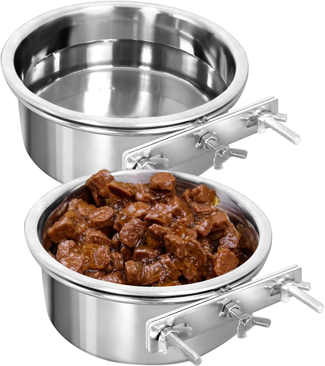 Kennel Water Bowl, 2 Packs No Spill Hanging Cage Crate Bowl for Cat, Small Dog Feeder -2 Cups / 1 Pint image number 3