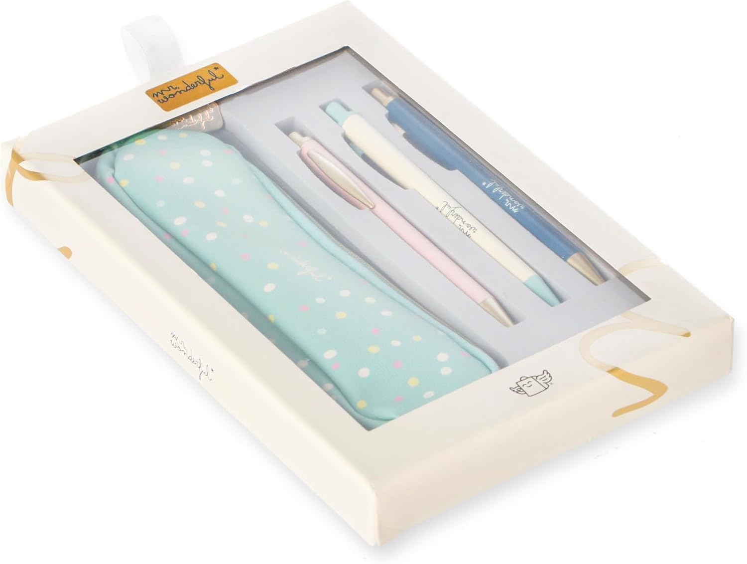 Mr. Wonderful Writing Set Polka Dot Print Case 2 Ballpoint Pens 1 Pencil image number 2