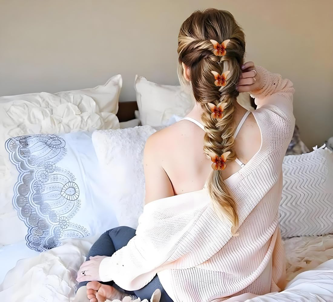 UQMIQURA Pack of 4 Butterfly Hair Clips Small Hair Clip Butterfly for Women Non-Slip Hair Clip Matte Hair Clips for Women Girls Ladies Thick Hair image number 6