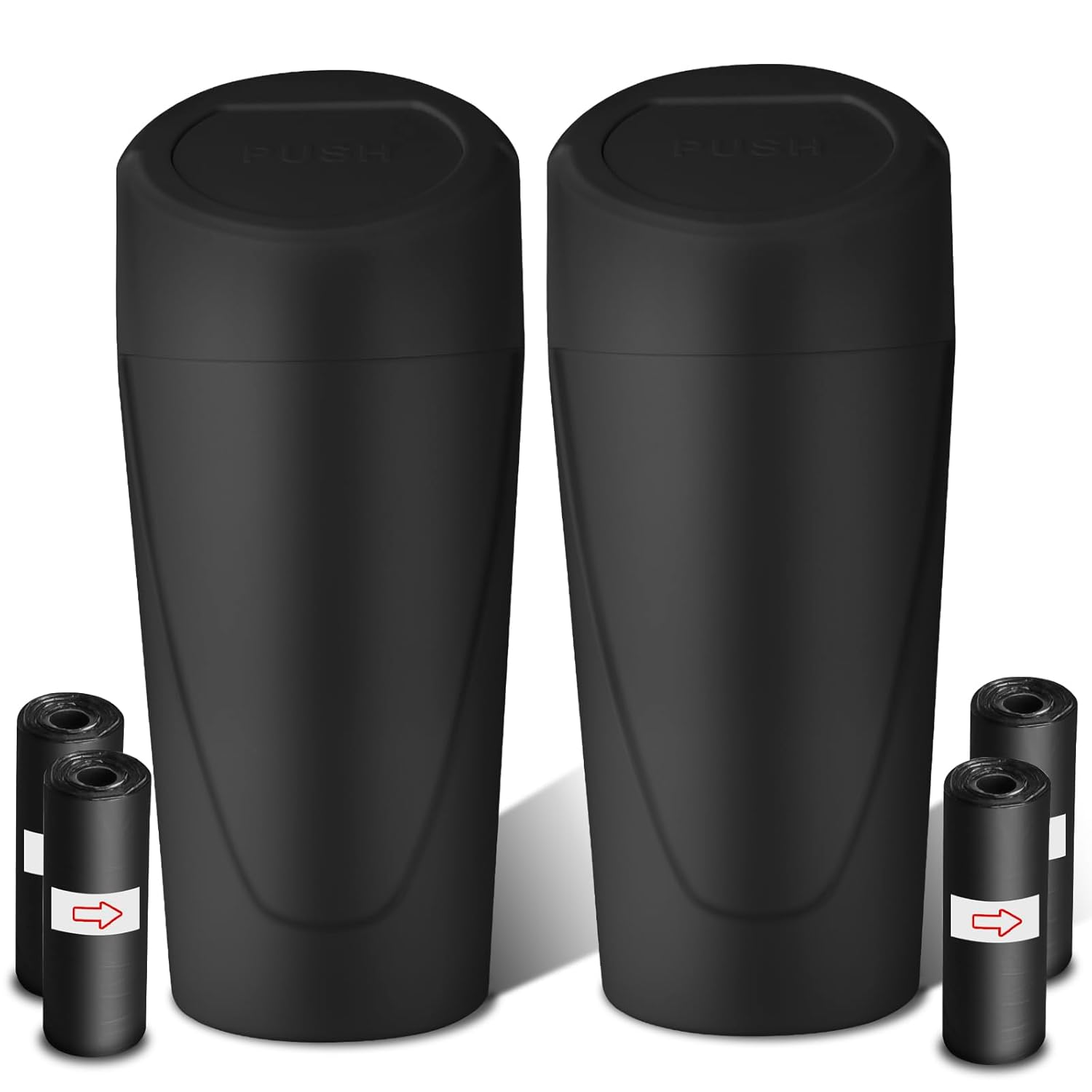 Car Trash Can with Lid, Leakproof Garbage Can with 40 Attached Trash Bags, Mini Essential Car Accessories for Interior, SUV, Home, Office (Sakura Pink)