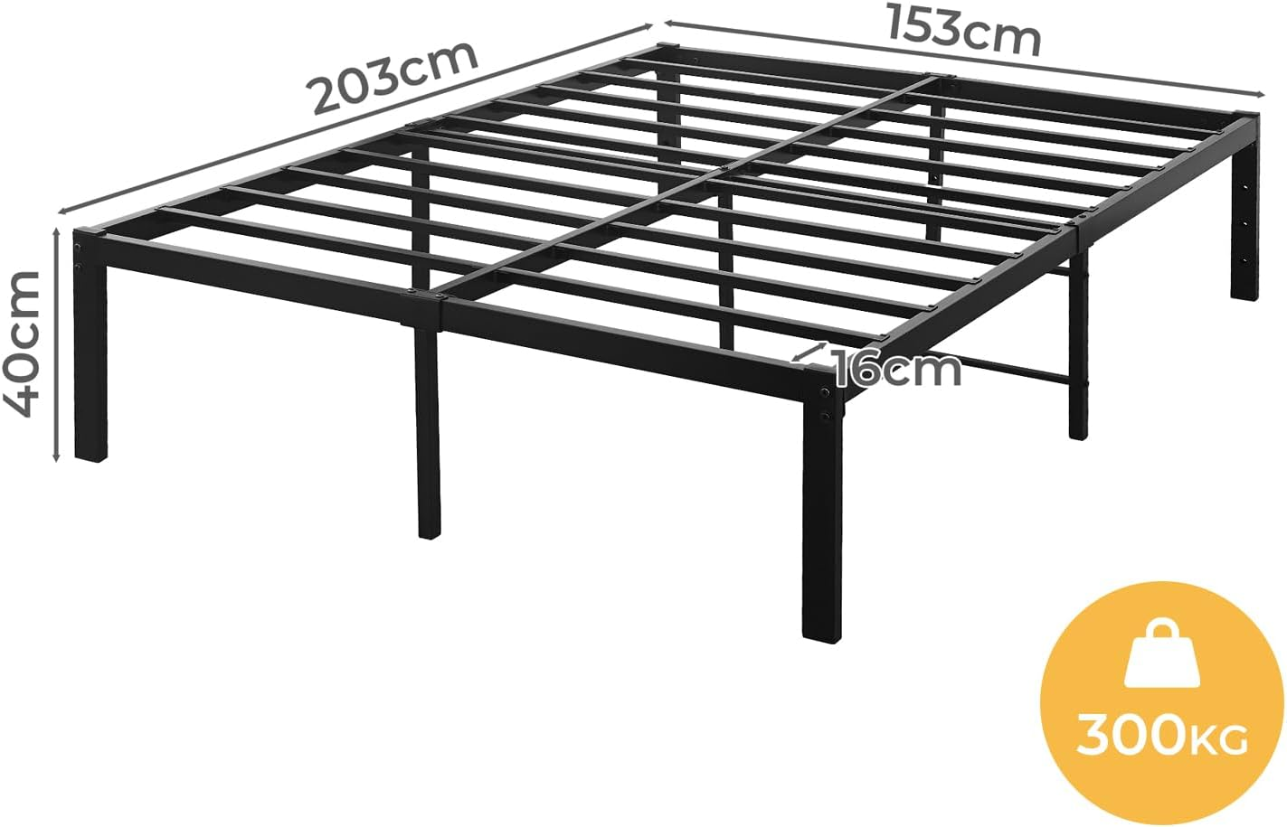 Levede 40Cm Queen Bed Frame Metal Bed Base,Industrial Bed Frame,Steel Slat Mattress Support,Under Bed Storage,Reserved Holes for Headboard,Bedroom Furniture,Easy Assemble,Black ﻿ image number 4