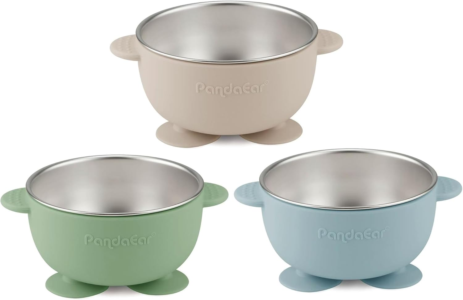 Pandaear 3 Pack Stainless Steel Baby Suction Bowls, Non-Slip Child Food Bowl with Silicone Sleeve for Kids Toddlers Infants, Unbreakable & Mess Free image number 6