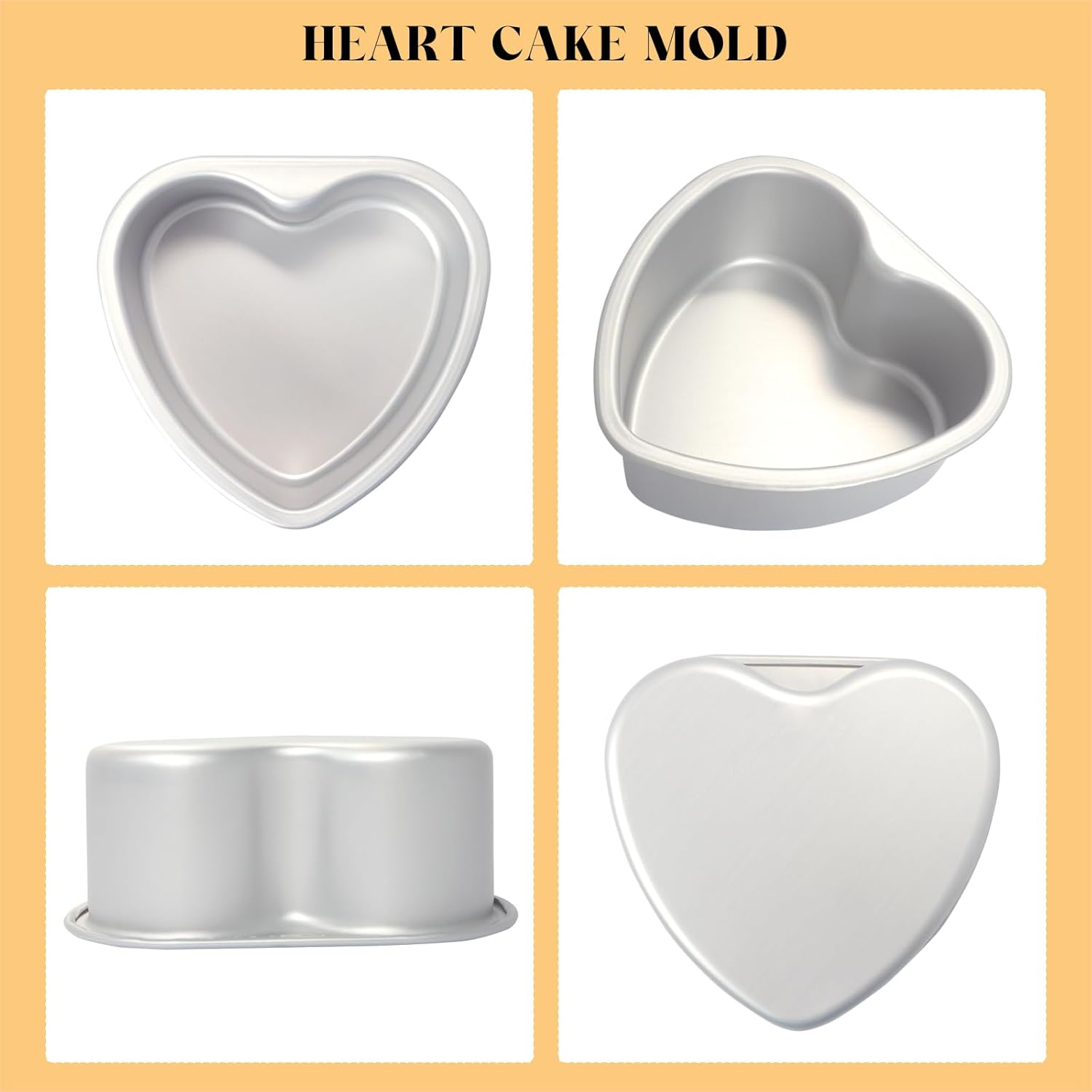 Heart Shaped Cake Pan 6 Inch Aluminum Cake Pans Heart Cake Mold Baking Cake Tin for Valentine'S Weddings Birthday Party (2, 6 Inch,8Inch) image number 5