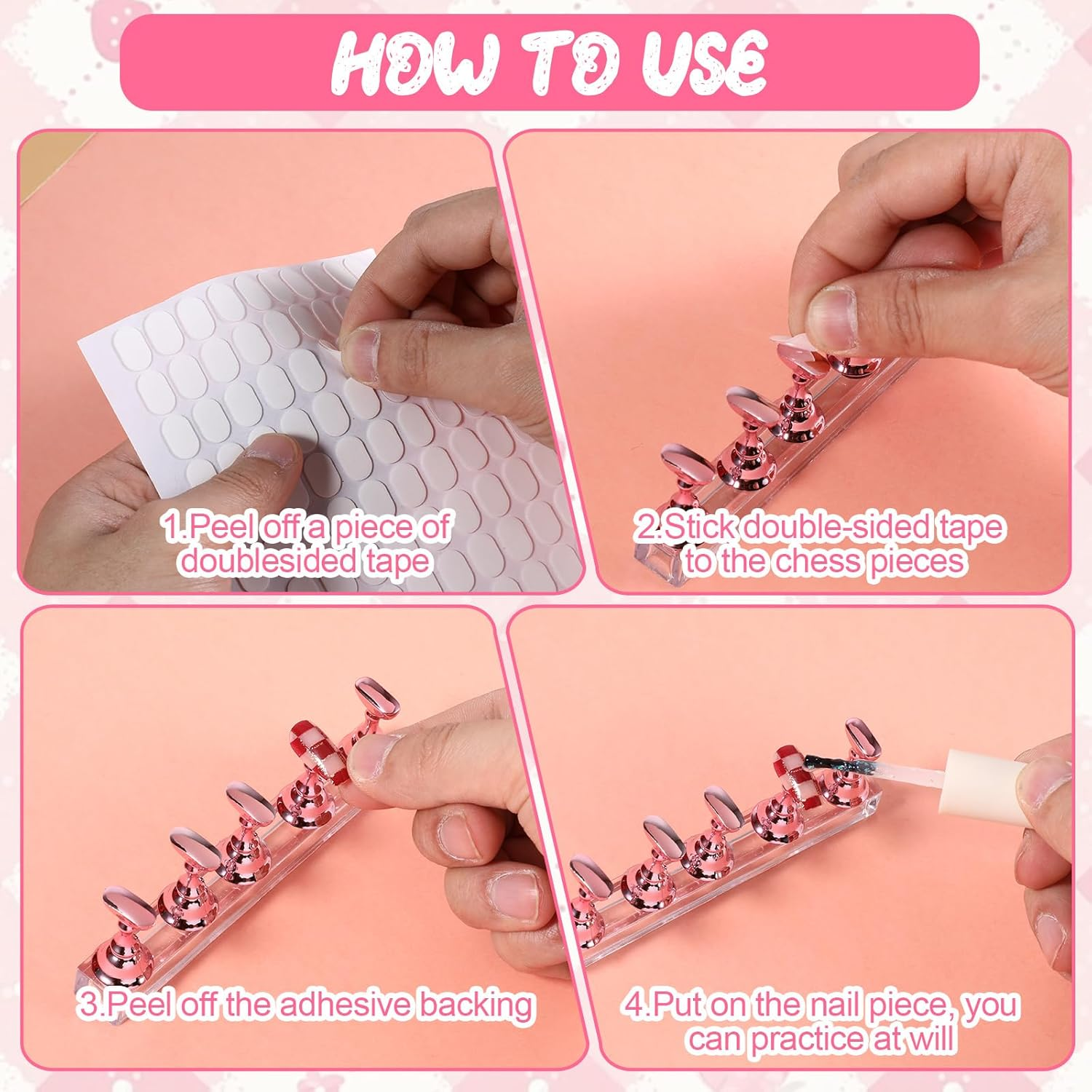 LXUEJIE Pack of 2 Nail Stands, Acrylic Nail Display Stand, Nail Practice Stand, Magnetic Nail Tips Holder for Nail Design, Nail Tools, DIY Nails (Rose Gold) image number 2