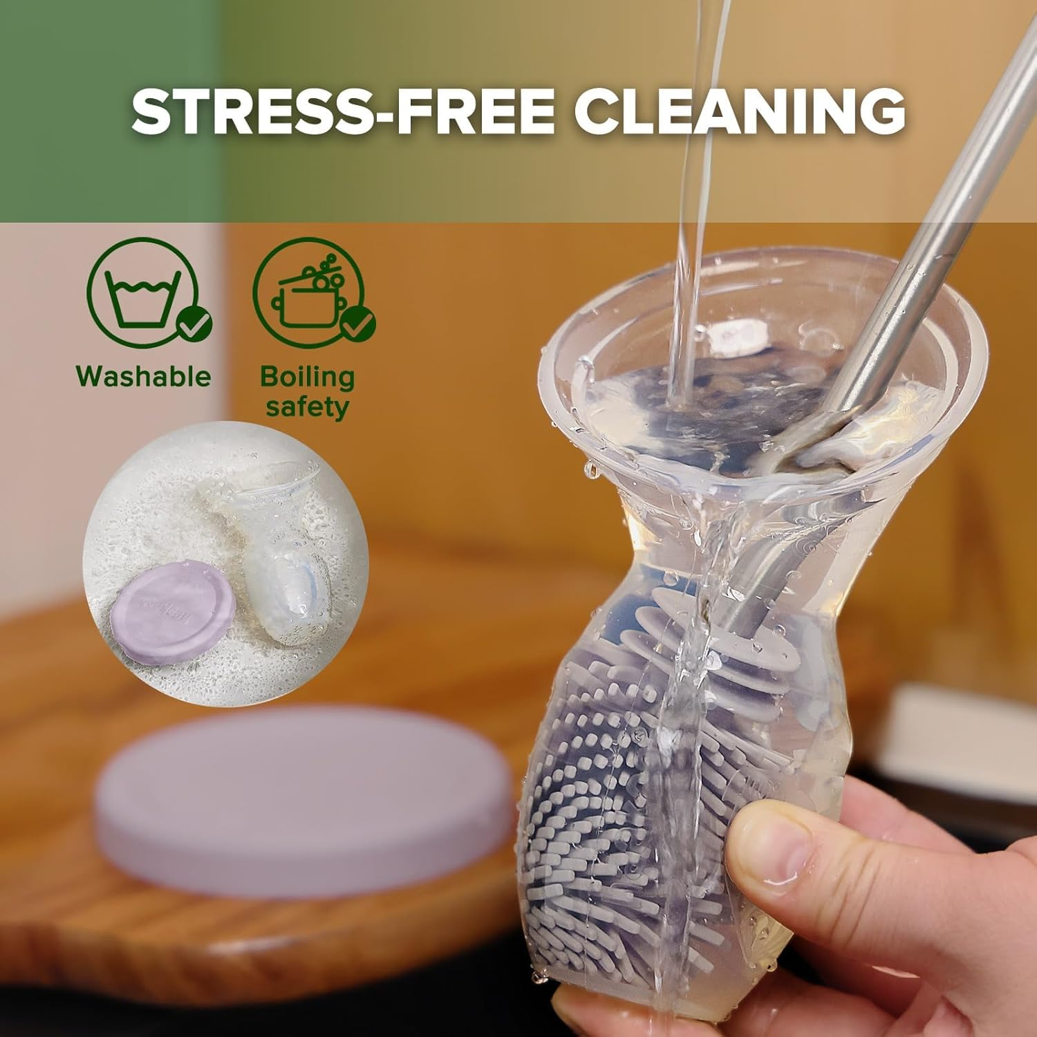 Haakaa Manual Breast Pump with Lavender Gap, Breastmilk Collector Breastfeeding Pump (4Oz/100Ml) image number 3